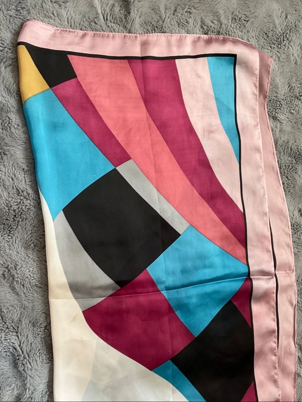 Multicolor Geometric Print Silk-scarf handkerchief-